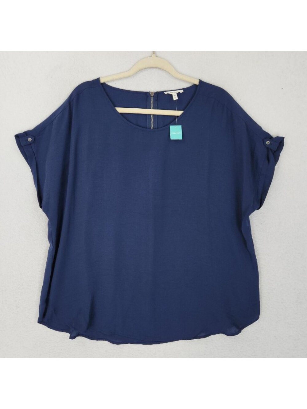 Maurices Shirt Womens XL Blue Short Sleeve Lightweight Dolman Relaxed Top NEW